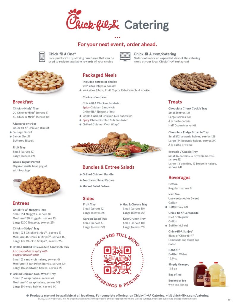 Chick Fil a Catering Menu