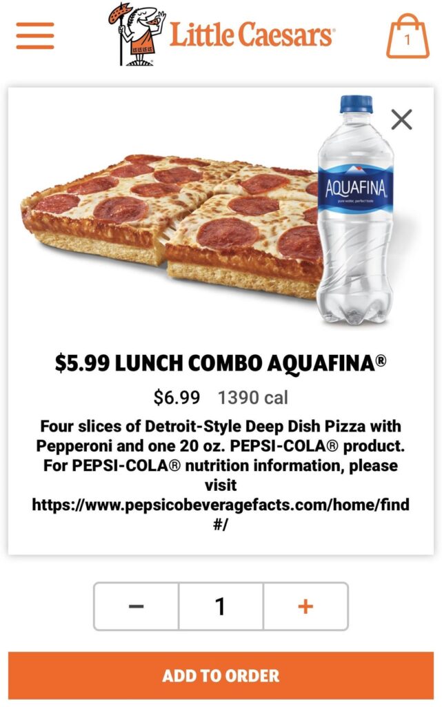 Little Caesars Lunch Combo Calories